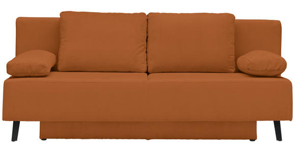 SCHLAFSOFA in Cord Orange - Schwarz/Orange, MODERN, Textil/Metall (193/85/88cm) - Novel