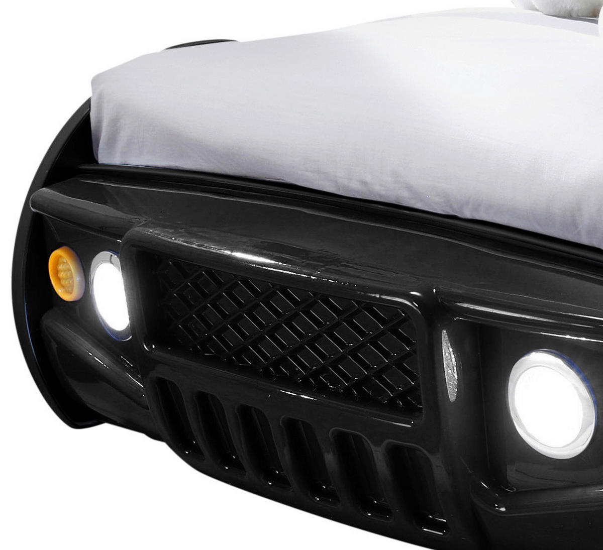 Autobett in Schwarz mit Beleuchtung