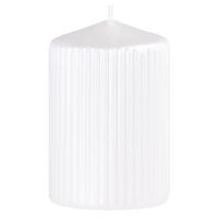VÁLCOVÁ SVÍČKA - perleť, Basics, přírodní materiály (6,5/10/6,5cm)
