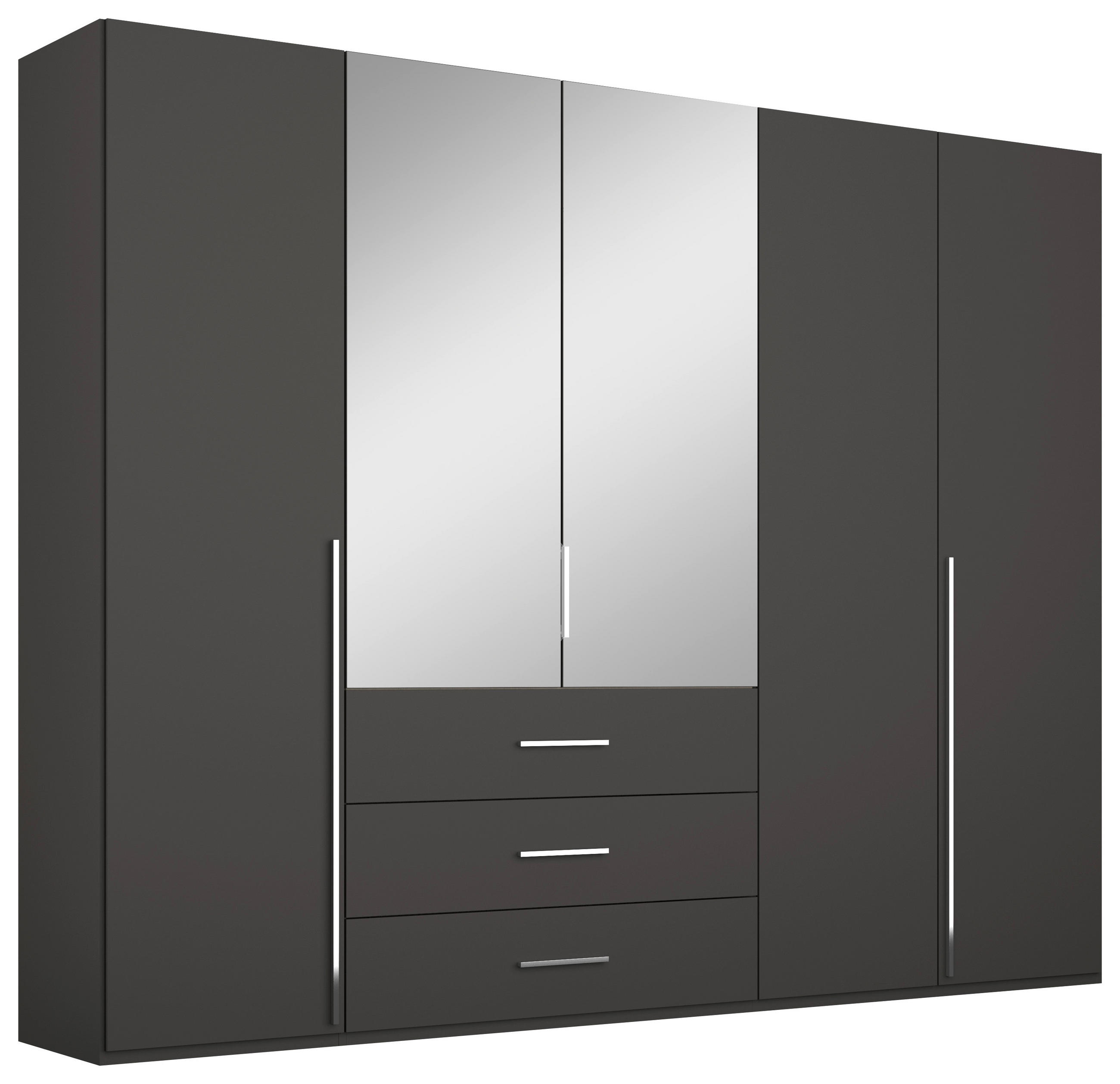 DREHTÜRENSCHRANK 251/223/60 cm,  in Graphitfarben, 5 Tür(en)  - Chromfarben/Graphitfarben, Design, Glas/Holzwerkstoff (251/223/60cm) - home24