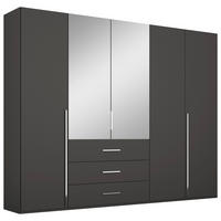 DREHTÜRENSCHRANK 251/223/60 cm,  in Graphitfarben, 5 Tür(en)  - Chromfarben/Graphitfarben, Design, Glas/Holzwerkstoff (251/223/60cm) - home24