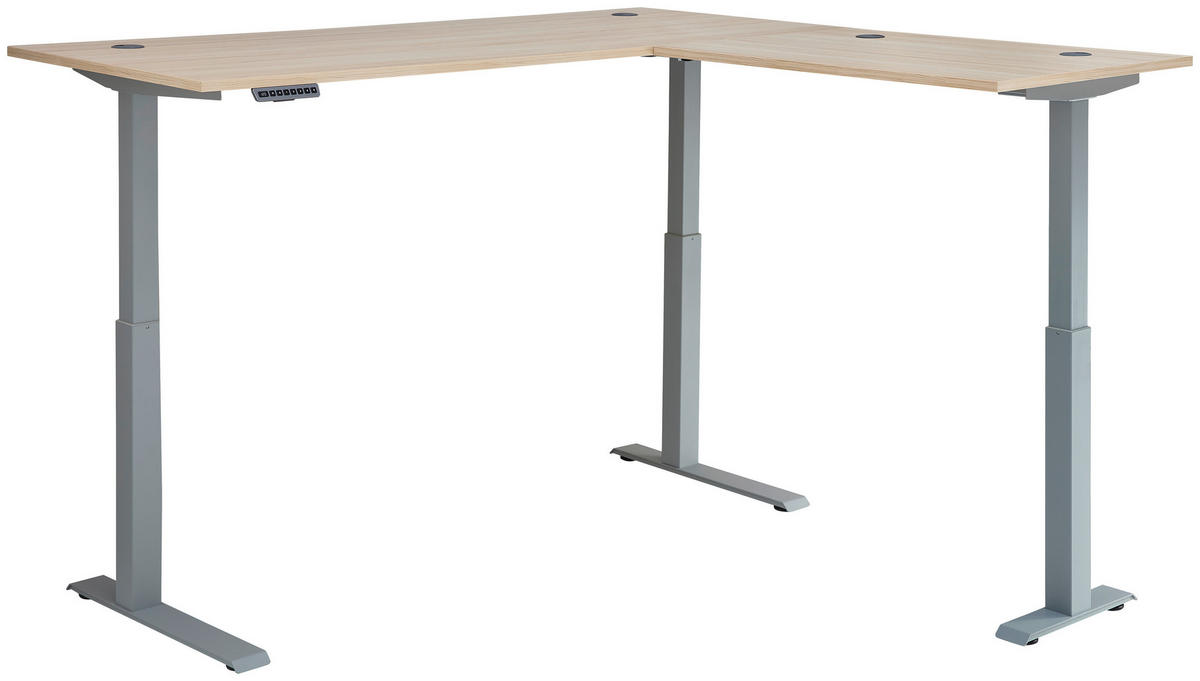 ECKSCHREIBTISCH 185/177/72-120 cm  in Eichefarben  - Eichefarben/Silberfarben, KONVENTIONELL, Holzwerkstoff (185/177/72-120cm) - Stylife