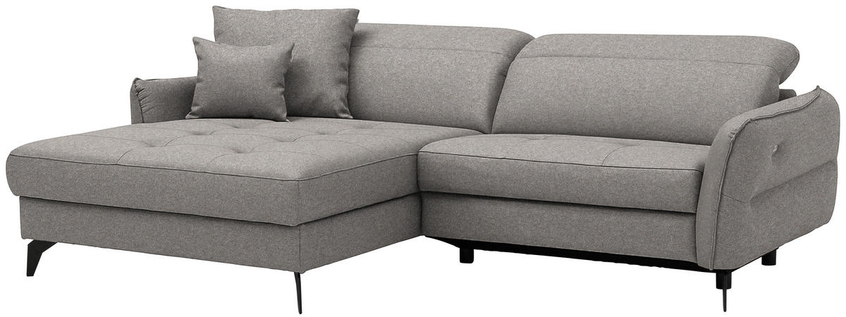 ECKSOFA Flachgewebe Greige  - Greige/Schwarz, Design, Textil/Metall (175/246cm) - Celina