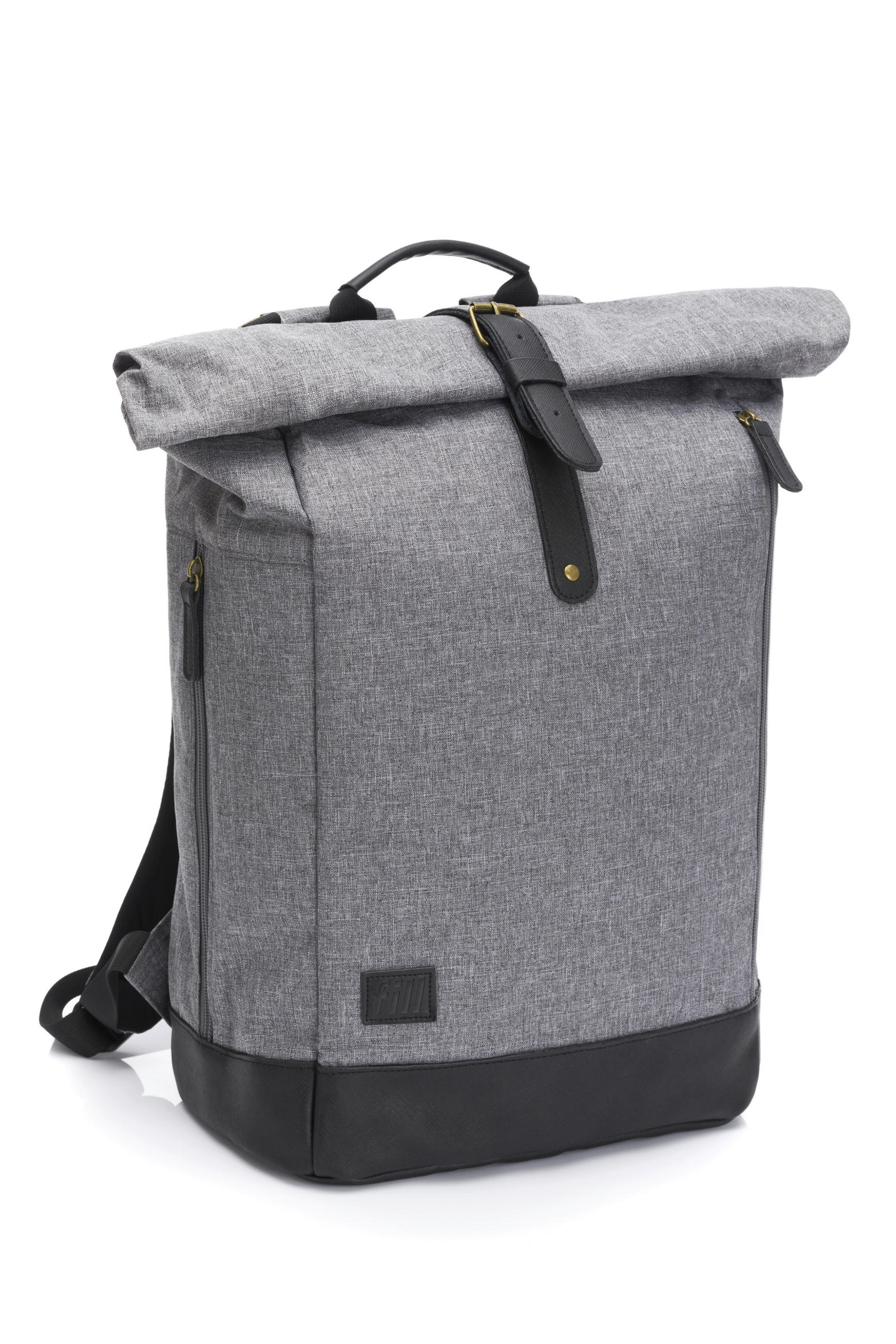 WICKELRUCKSACK  - Schwarz/Grau, Basics, Leder/Textil (53/39/16cm) - Fillikid