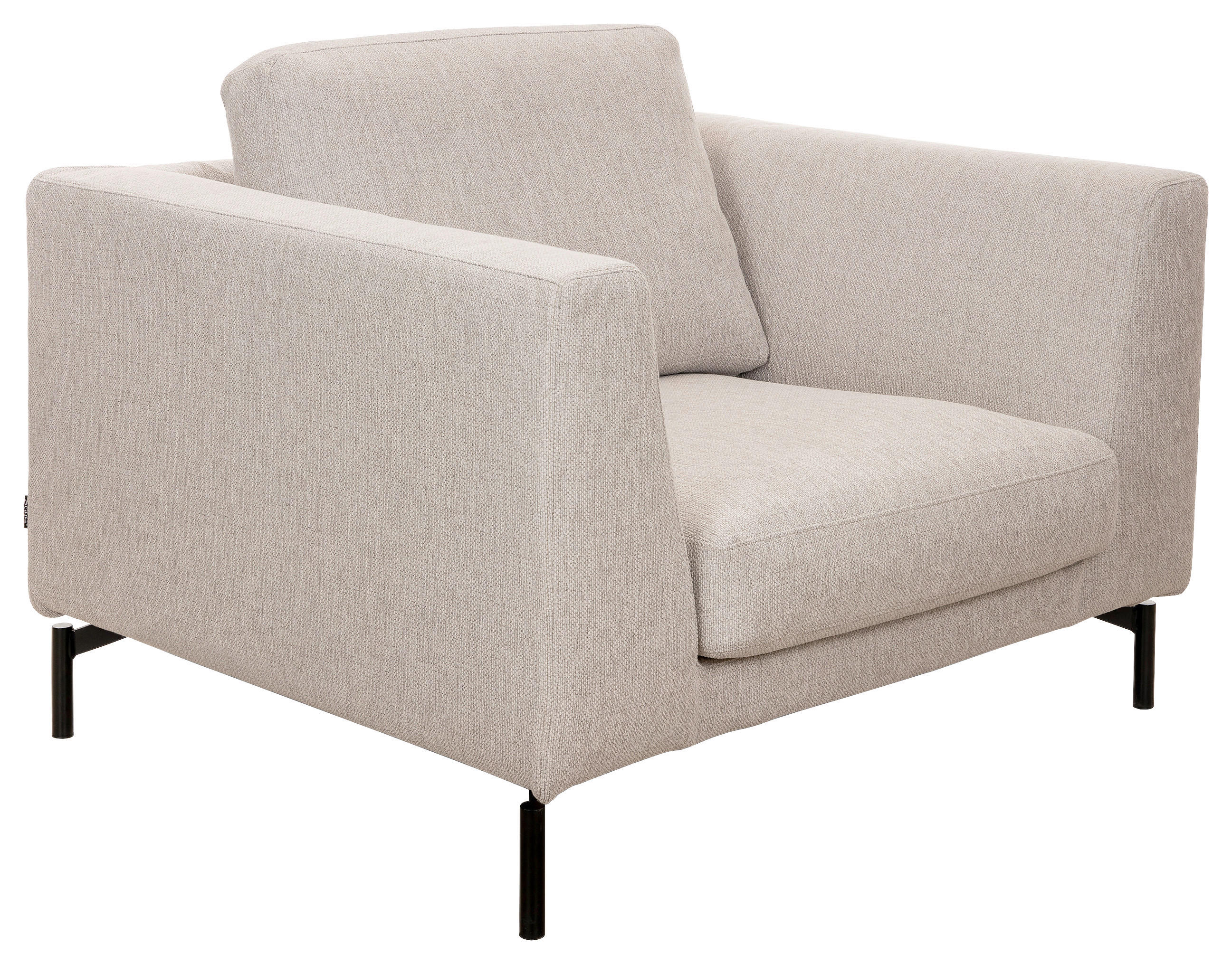 FÅTÖLJ i trä, textil beige  - beige/svart, Basics, metall/trä (115/84/100cm) - Pure Home Comfort