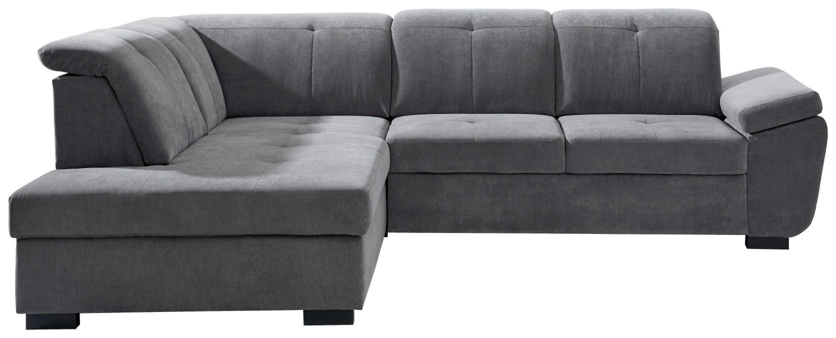ECKSOFA inkl.Funktionen Grau Webstoff  - Schwarz/Grau, KONVENTIONELL, Holz/Textil (202/280cm) - Xora