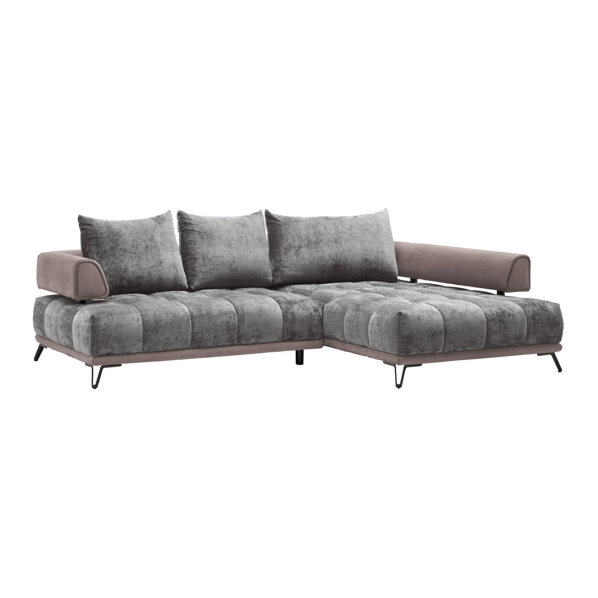 HÖRNSOFFA i grå  - grå/svart, Modern, metall/textil (262/184cm) - MID.YOU