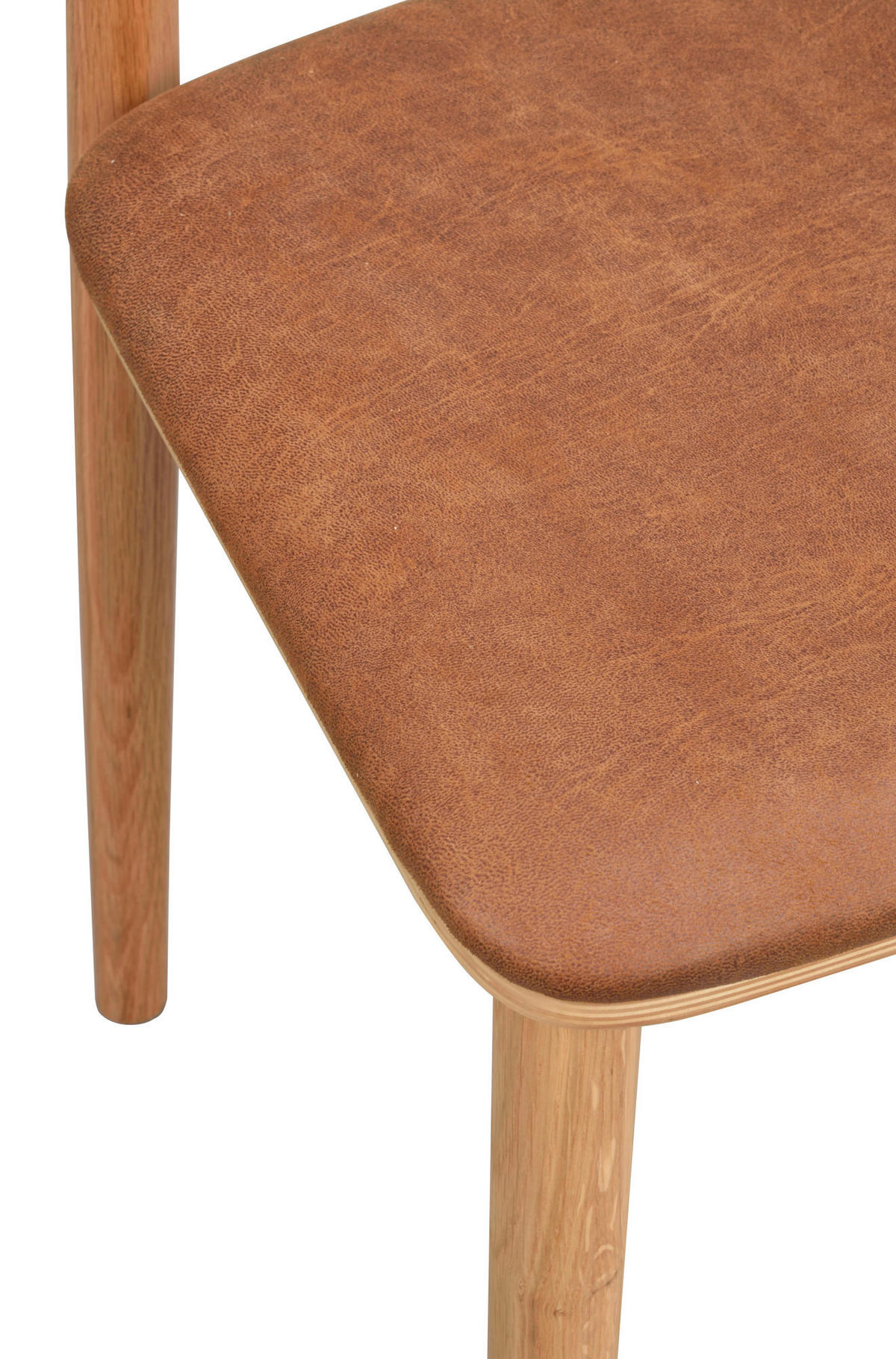 STOL läderimitation  - brun/ekfärgad, Klassisk, trä/textil (45/84/49cm) - Rowico