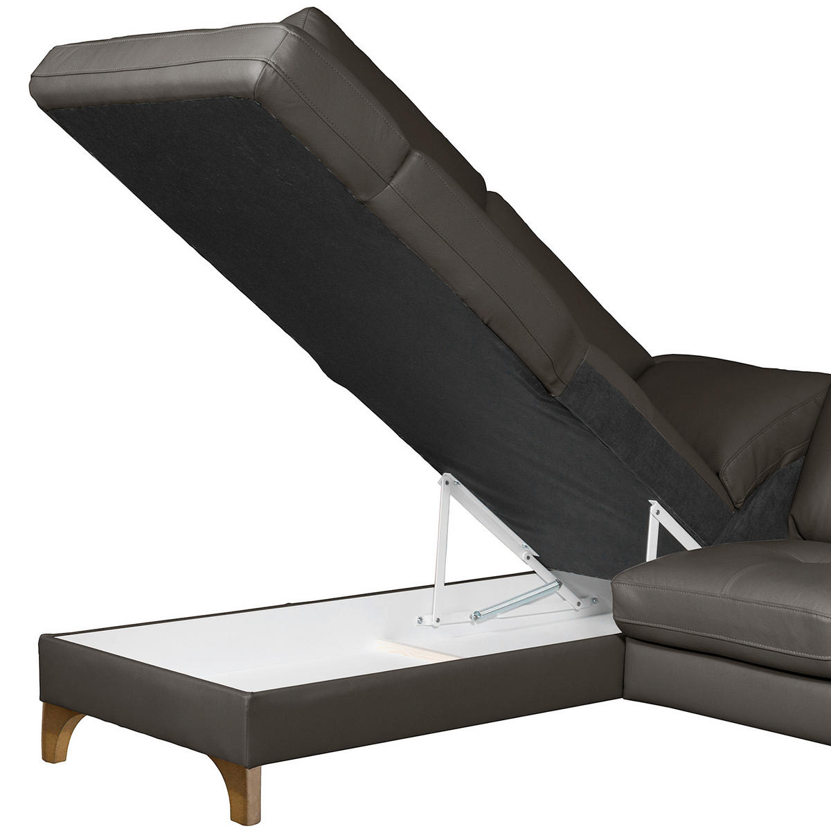 ECKSOFA Lederlook Echtleder Dunkelbraun  - Dunkelbraun/Buchefarben, Design, Leder/Holz (234/190cm) - Livetastic