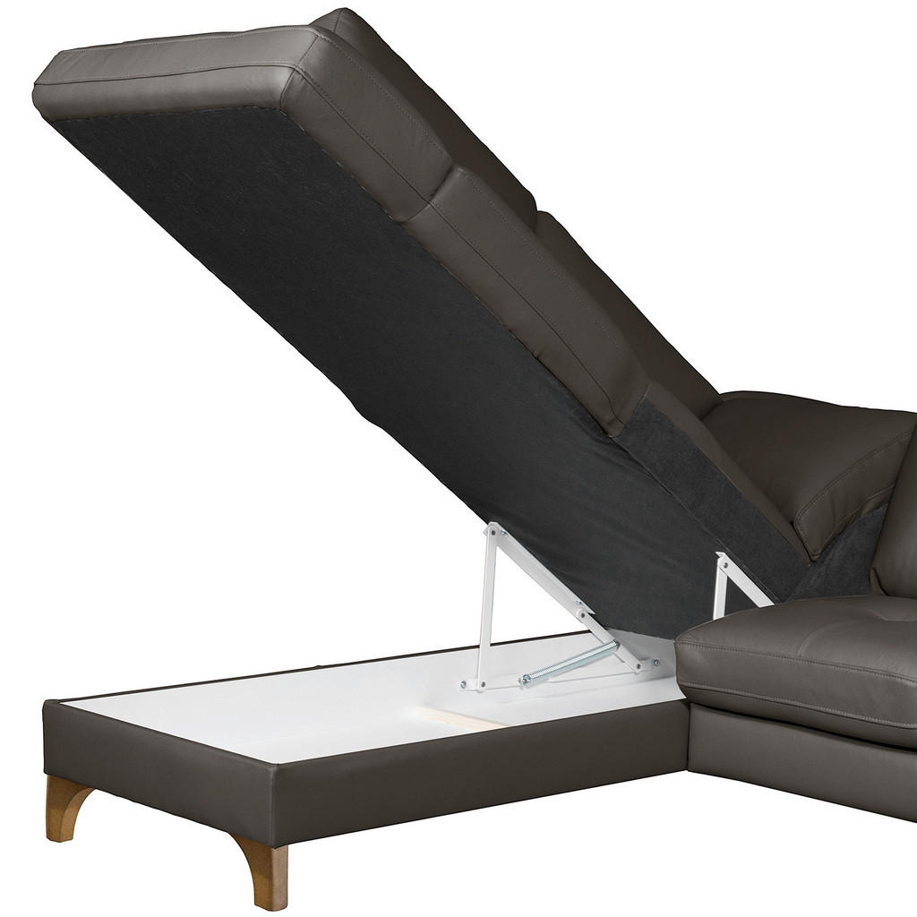 Thumbnail - Livetastic Ecksofa, Dunkelbraun, Textil, Leder, Echtleder, Rindleder, Buche, 4-Sitzer, Ottomane links, L-Form, 234x190 c...