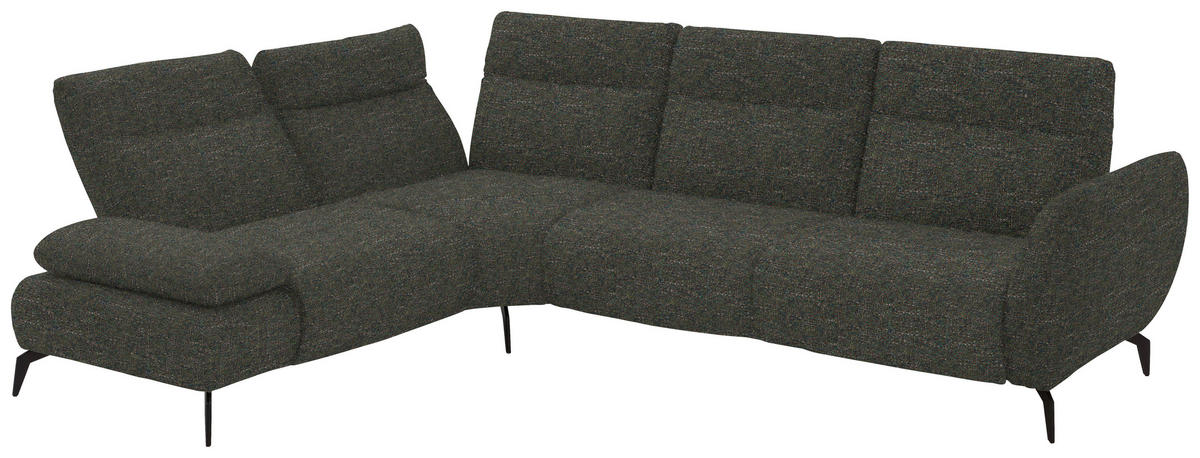 ECKSOFA in Webstoff Khaki  - Khaki/Schwarz, Design, Textil/Metall (223/290cm) - Moderano