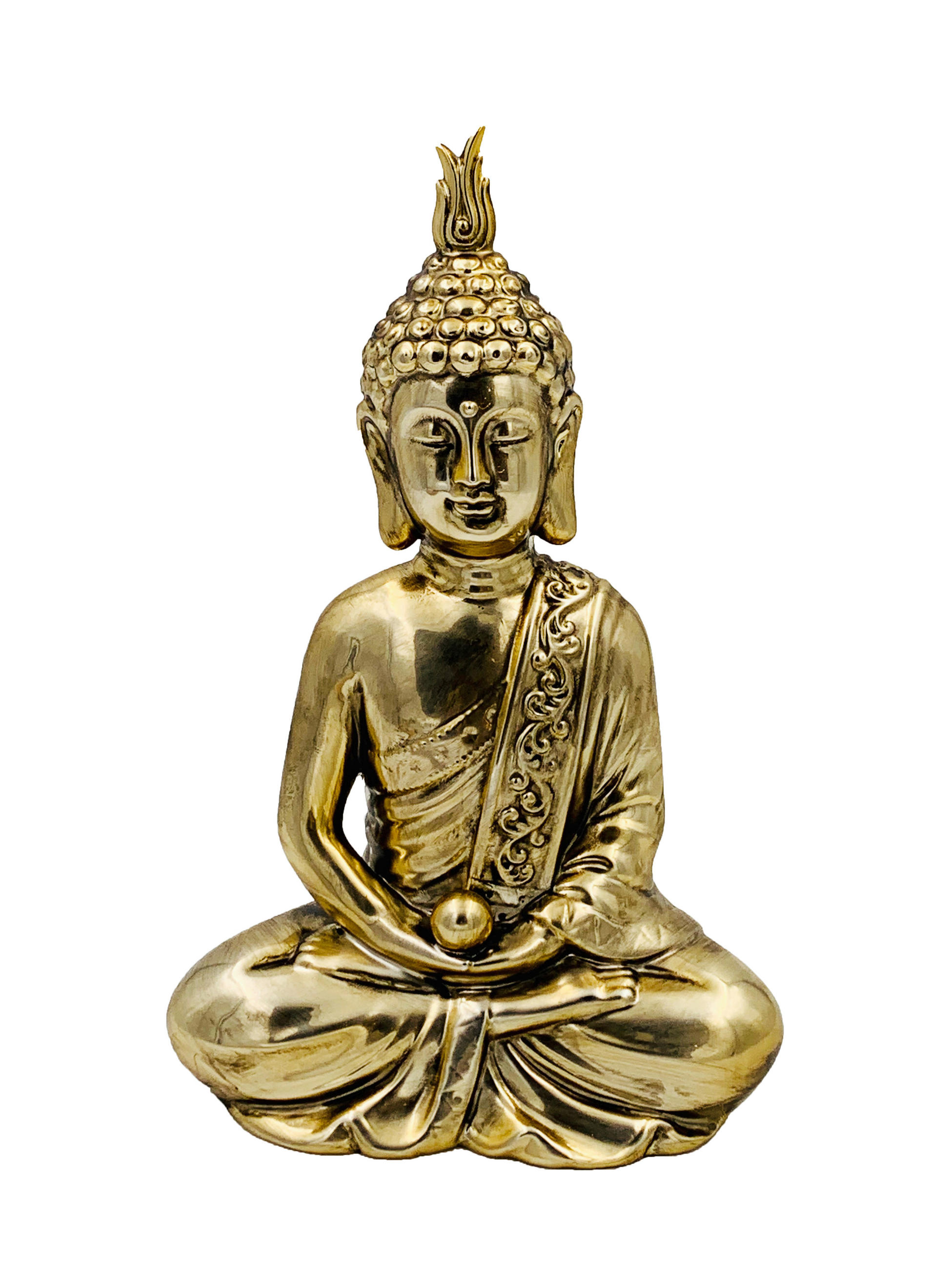 Buddha  - auriu, Natur, ceramică (17/27/10cm)