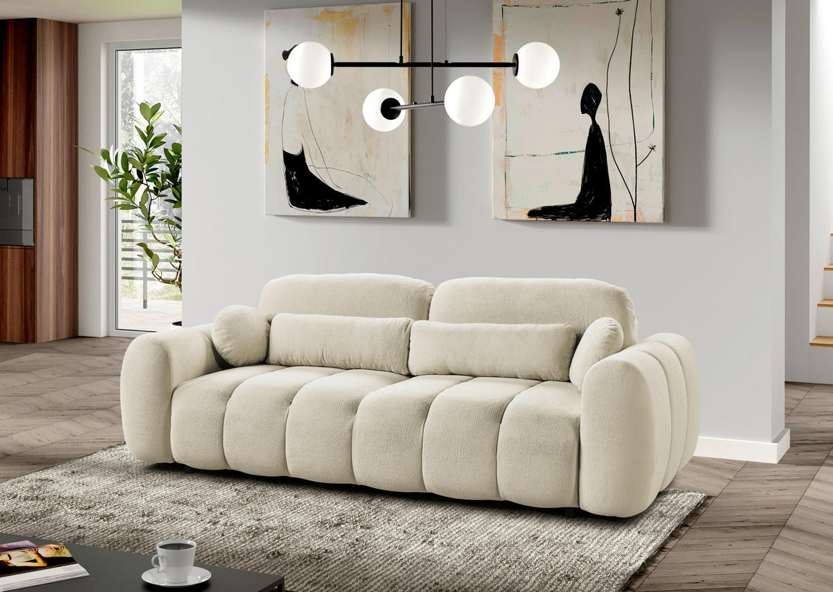 SCHLAFSOFA  mit Webstoff Greige  - Greige/Schwarz, KONVENTIONELL, Kunststoff/Textil (262/93/117cm) - Carryhome