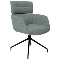 ARMLEHNSTUHL  Stoffauswahl, Sitzfläche 360° drehbar Webstoff  - Schwarz/Grün, Design, Textil/Metall (62/92/66cm) - Dieter Knoll