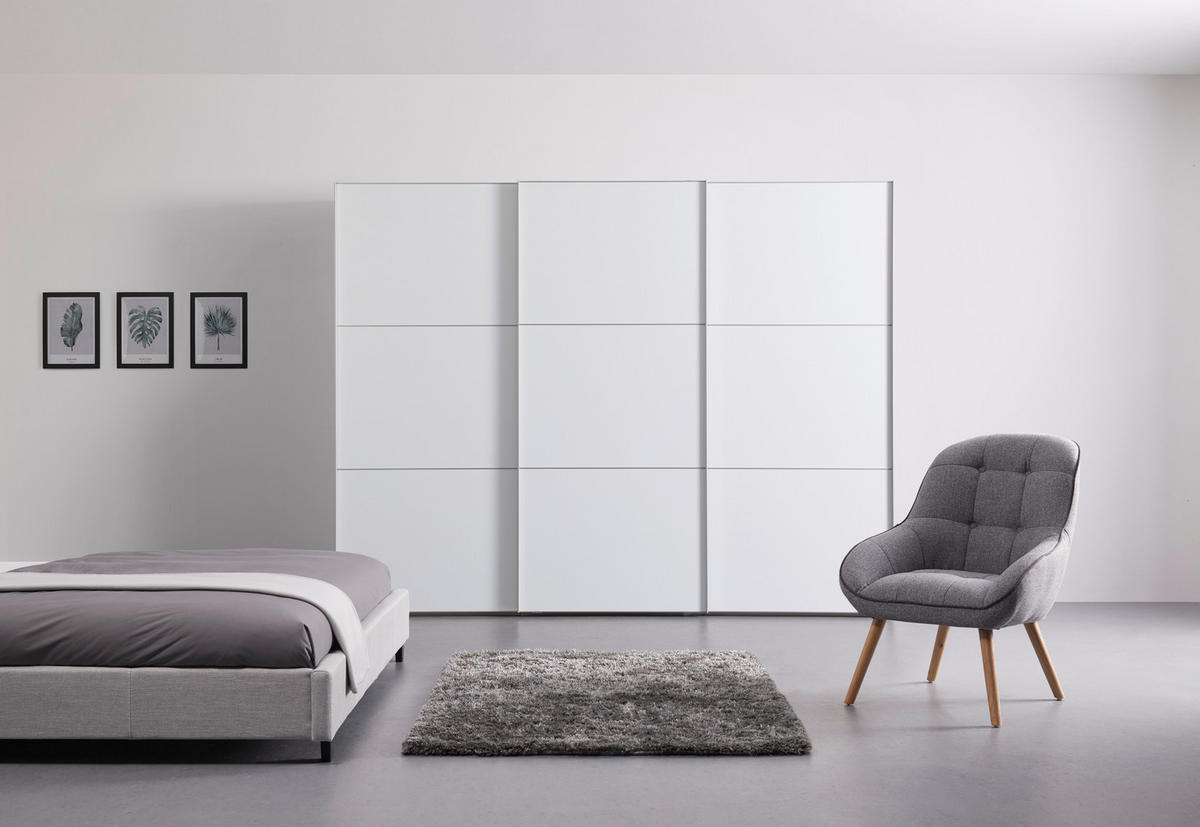 SCHWEBETÜRENSCHRANK 249/222/68 cm 3-türig Weiß  - Alufarben/Weiß, Holzwerkstoff/Metall (249/222/68cm) - Moderano
