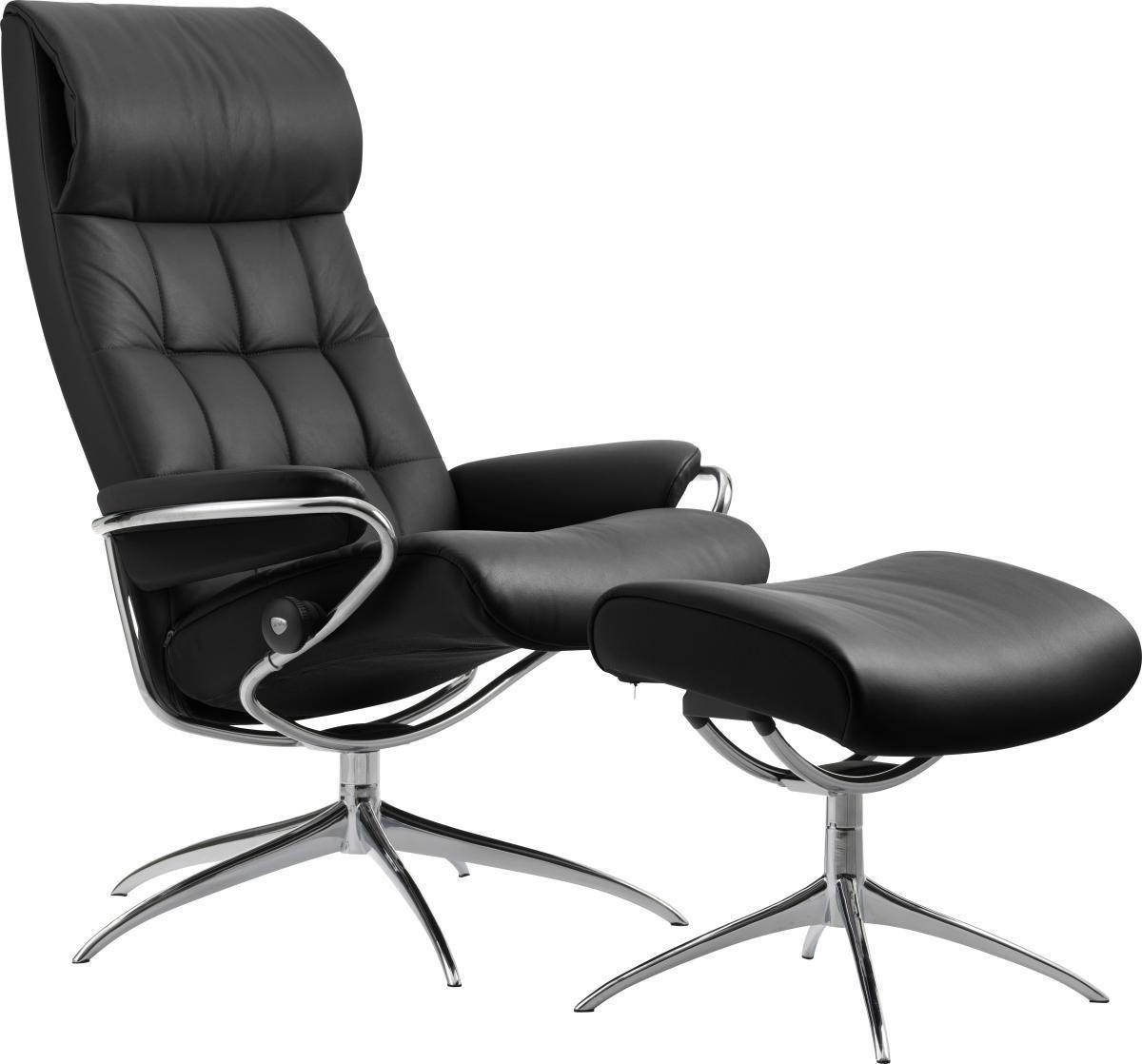 RELAXSESSELSET LONDON Echtleder Hocker    - Schwarz, Design, Leder/Metall (80/115/74cm) - Stressless