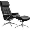 RELAXSESSELSET LONDON Echtleder Hocker    - Schwarz, Design, Leder/Metall (80/115/74cm) - Stressless