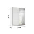 SCHWEBETÜRENSCHRANK 201/223/68 cm 2-türig Weiß  - Alufarben/Weiß, KONVENTIONELL, Glas/Holzwerkstoff (201/223/68cm) - Novel