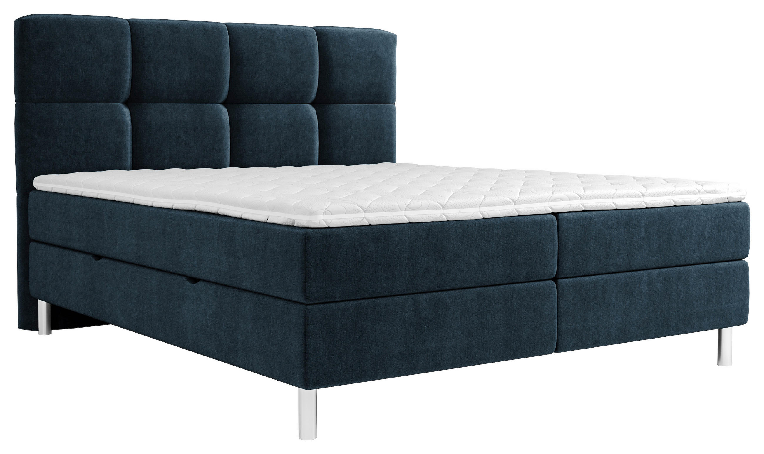 BOXBETT 180/200 cm  in Dunkelblau  - Chromfarben/Dunkelblau, Design, Holz/Holzwerkstoff (180/200cm) - Esposa