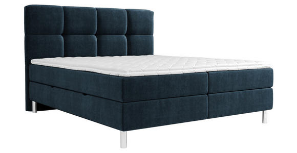 BOXBETT 180/200 cm in Dunkelblau - Chromfarben/Dunkelblau, Design, Holz/Holzwerkstoff (180/200cm) - Esposa