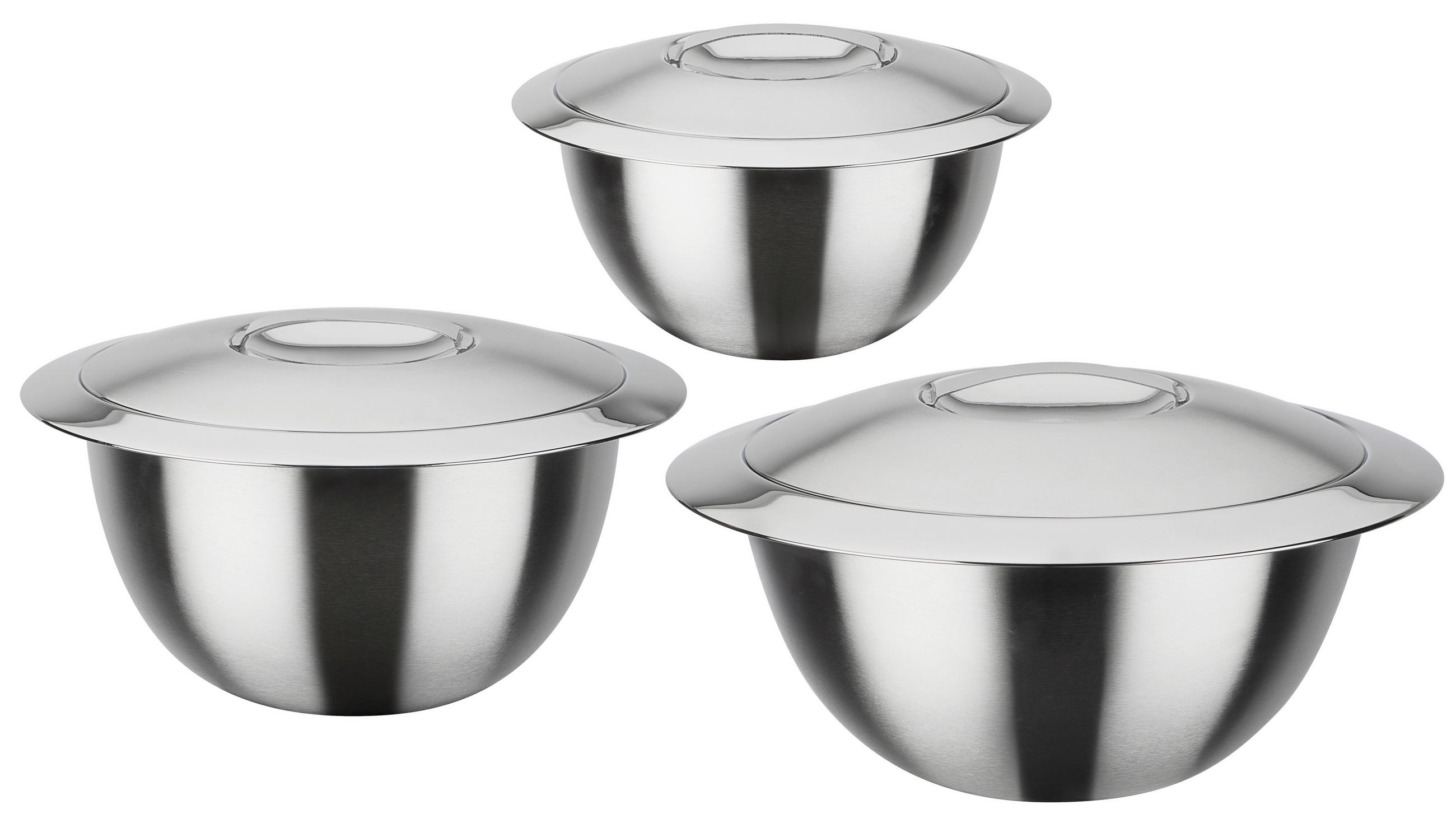 Thermo- & Servierschüssel 3tlg Heiß und Kalt   - Edelstahlfarben, Basics, Metall - GSW