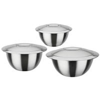 Thermo- & Servierschüssel 3tlg Heiß und Kalt   - Edelstahlfarben, Basics, Metall - GSW