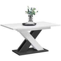 MATBORD svart, vit rektangulär  utdragbar  - vit/svart, Modern, trämaterial (140-180/90/76cm) - Carryhome