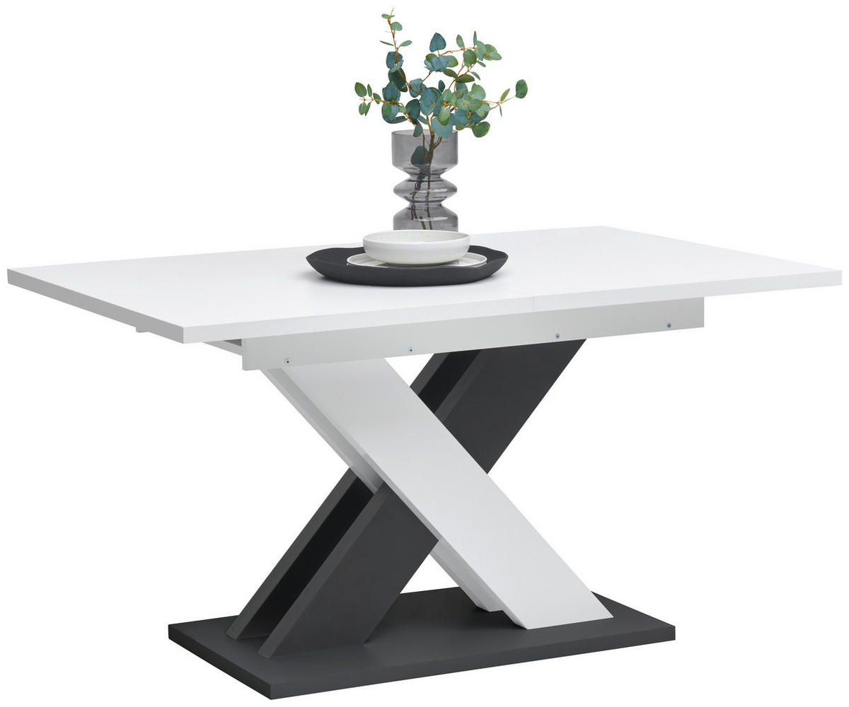 MATBORD svart, vit rektangulär  utdragbar  - vit/svart, Modern, trämaterial (140-180/90/76cm) - Carryhome