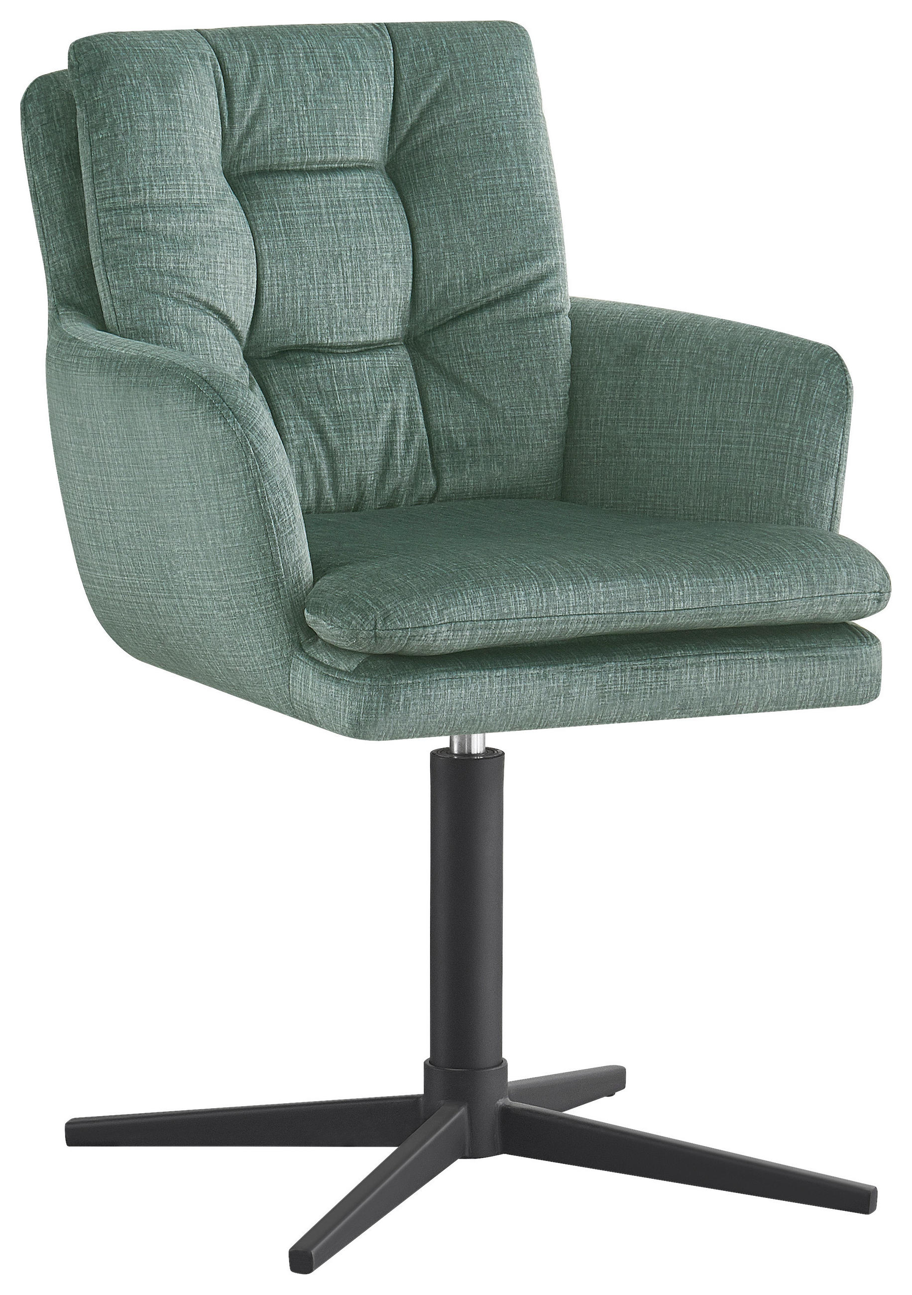 Scaun Cu Brațe din metal, textil, negru, verde jad