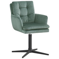 SCAUN CU BRAȚE in negru, verde jad  - verde jad/negru, Design, metal/textil (60/88/67cm) - Novel