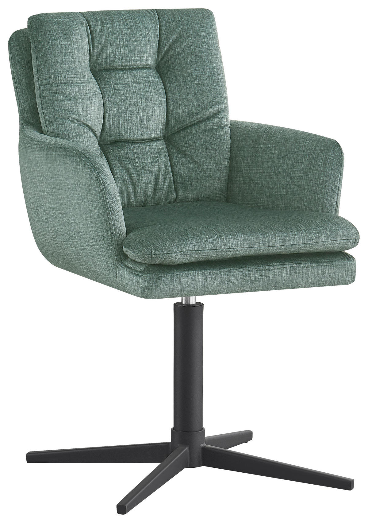 SCAUN CU BRAȚE in negru, verde jad  - verde jad/negru, Design, metal/textil (60/88/67cm) - Novel