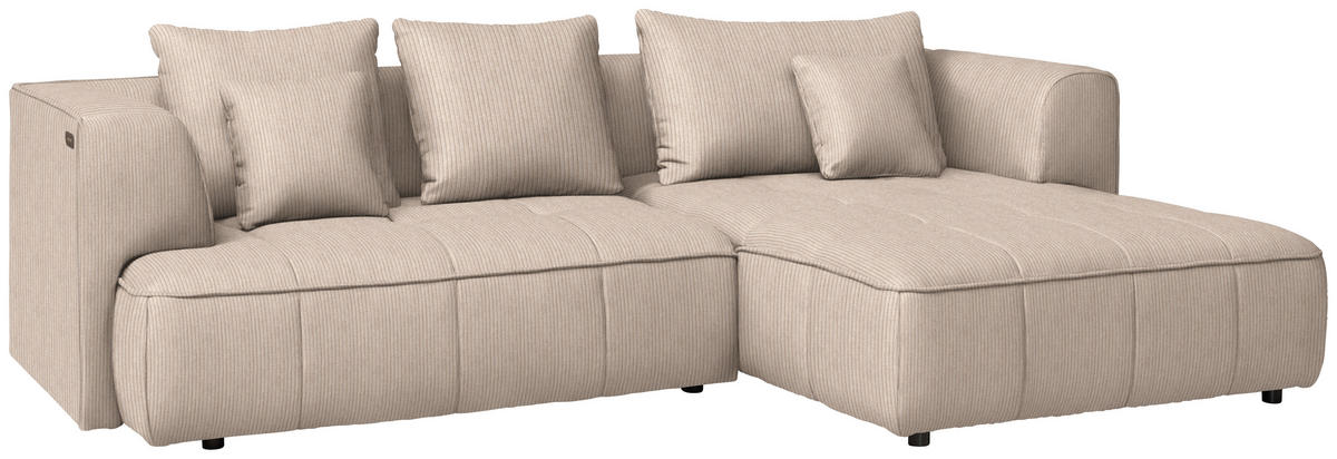 ECKSOFA  in Feincord Beige  288/188 cm  - Beige/Schwarz, Design, Kunststoff/Textil (288/188cm) - Welnova