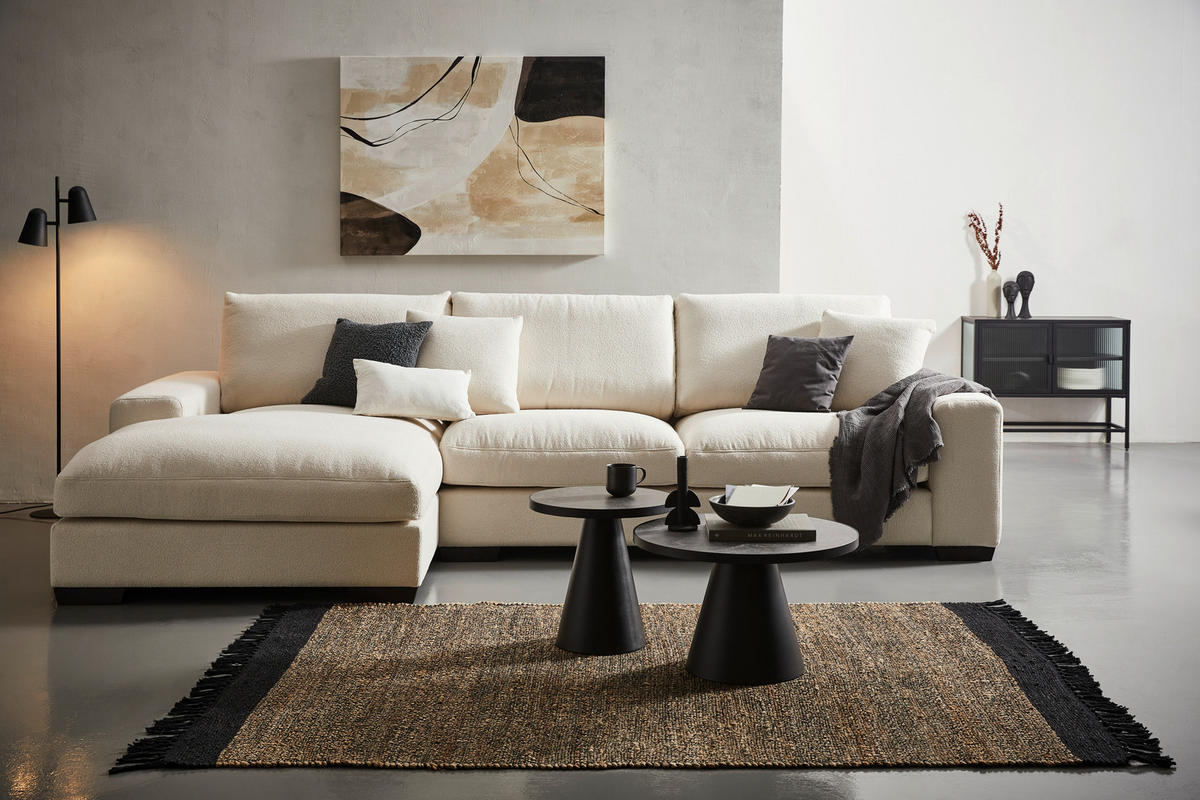 ECKSOFA Creme Bouclé  - Wengefarben/Creme, KONVENTIONELL, Holz/Textil (169/342cm) - Carryhome