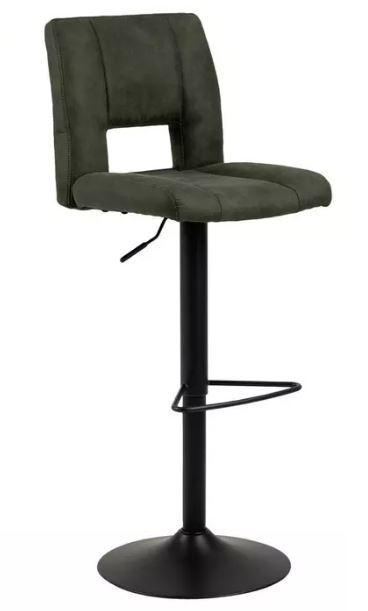 TABURET DE BAR in metal, textil negru, măsliniu  - negru/măsliniu, Basics, metal/textil (41,5/115/52cm) - MID.YOU
