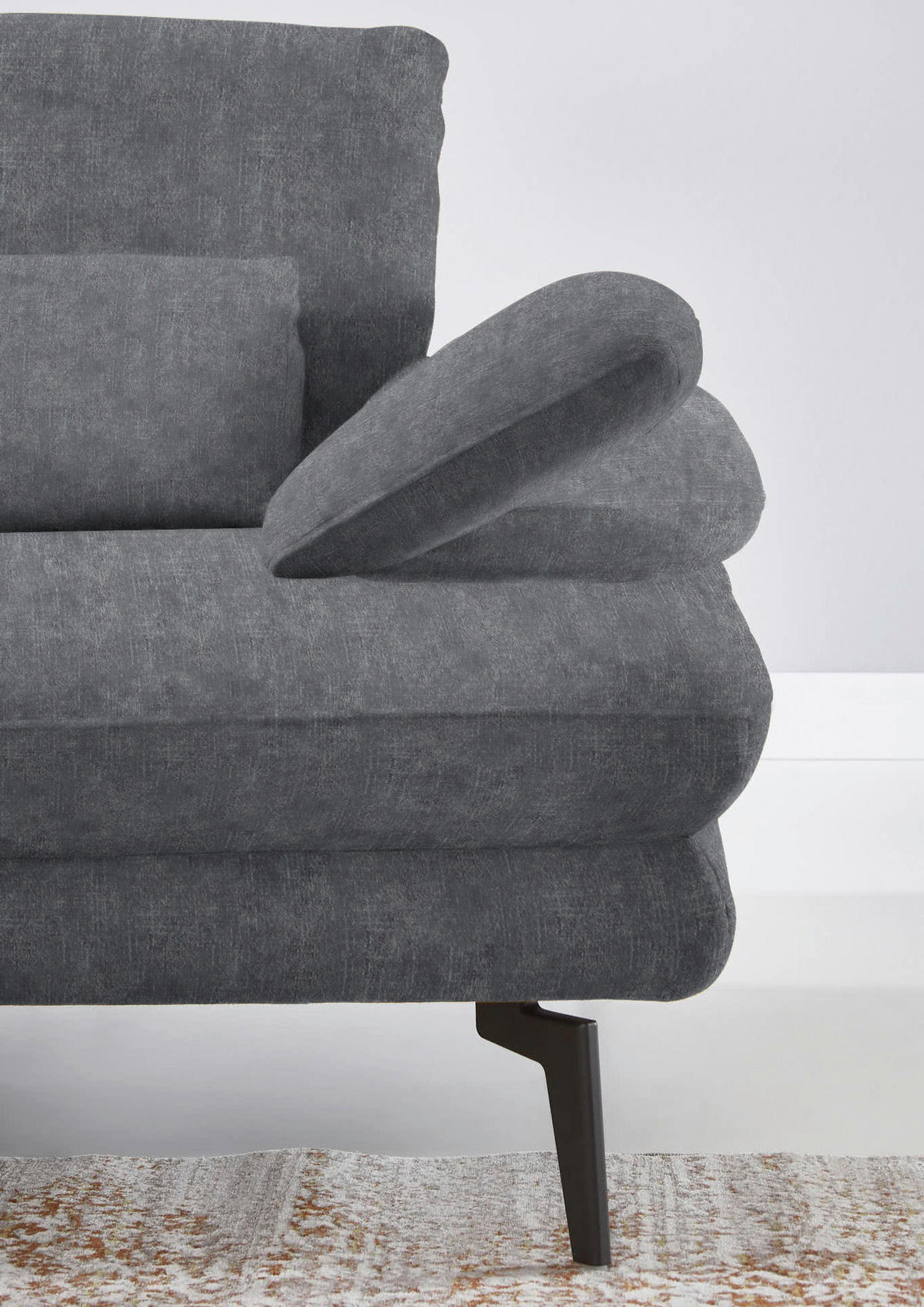 ECKSOFA in Velours Silberfarben  - Silberfarben/Schwarz, Design, Textil/Metall (180/310cm) - Dieter Knoll