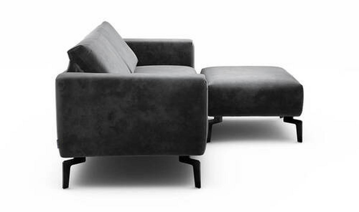 2,5-Sitzer inkl. Hocker in Samt Anthrazit  - Anthrazit/Schwarz, Design, Textil/Metall (220/86/86-94cm) - SENSOO