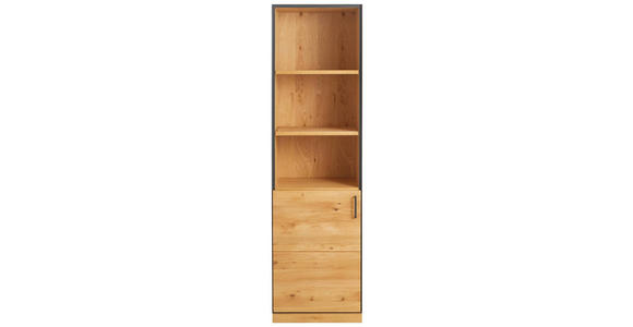 AKTENSCHRANK Asteiche teilmassiv Anthrazit, Eichefarben  - Eichefarben/Anthrazit, Natur, Holz/Holzwerkstoff (55/197/40cm) - Linea Natura