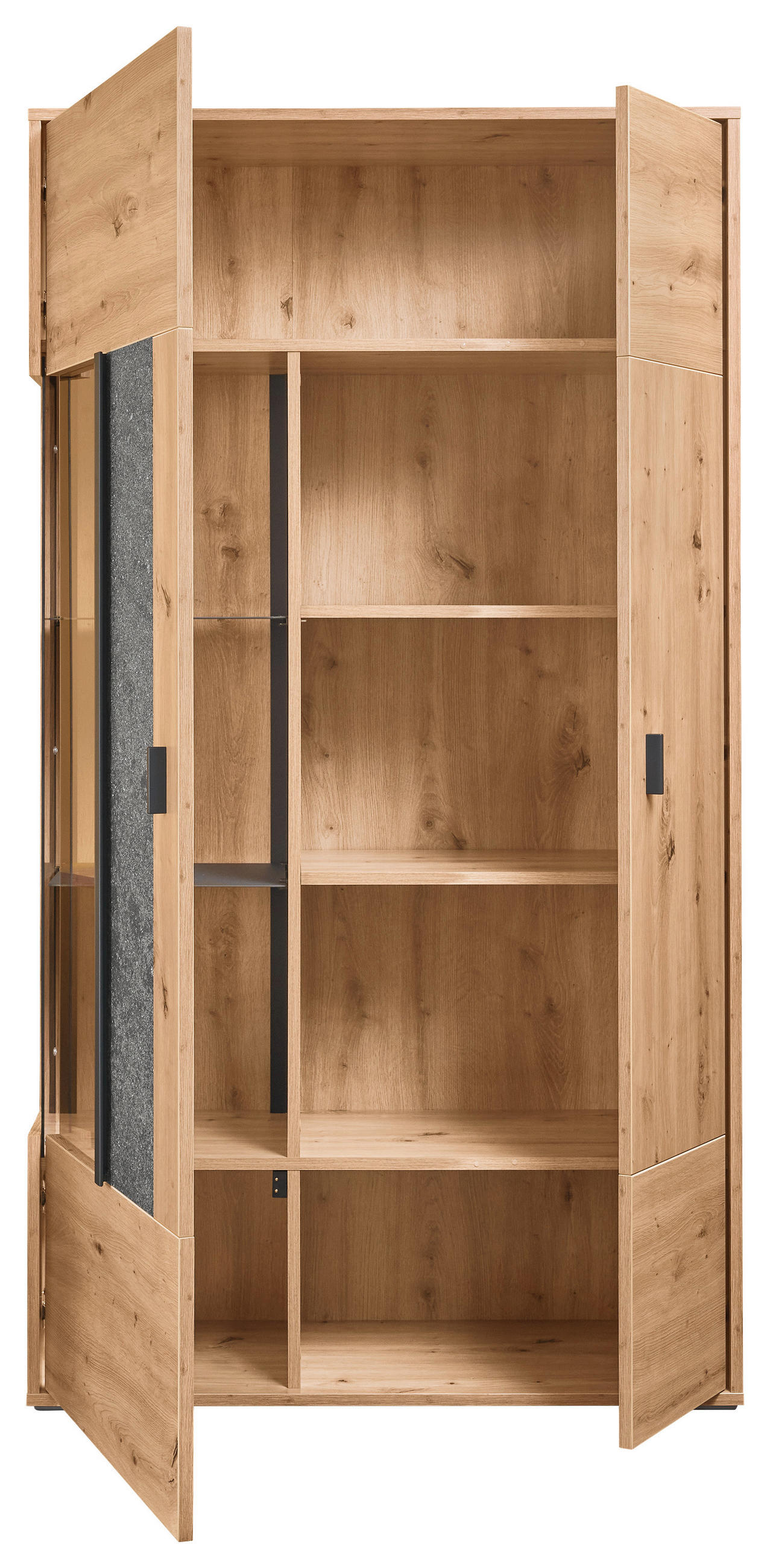 VITRINE in Grau, Eiche Artisan  - Dunkelgrau/Eiche Artisan, Design, Glas/Holzwerkstoff (93,7/170,8/37,2cm) - SetOne by Musterring