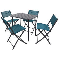 GARTENTISCHGRUPPE Struktur Stahl  - Blau/Schwarz, MODERN, Kunststoff/Textil - Ambia Garden