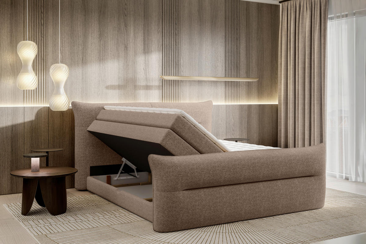 BOXSPRINGBETT 180/200 cm  in Braun  - Schwarz/Braun, Design, Kunststoff/Textil (180/200cm) - Chameo