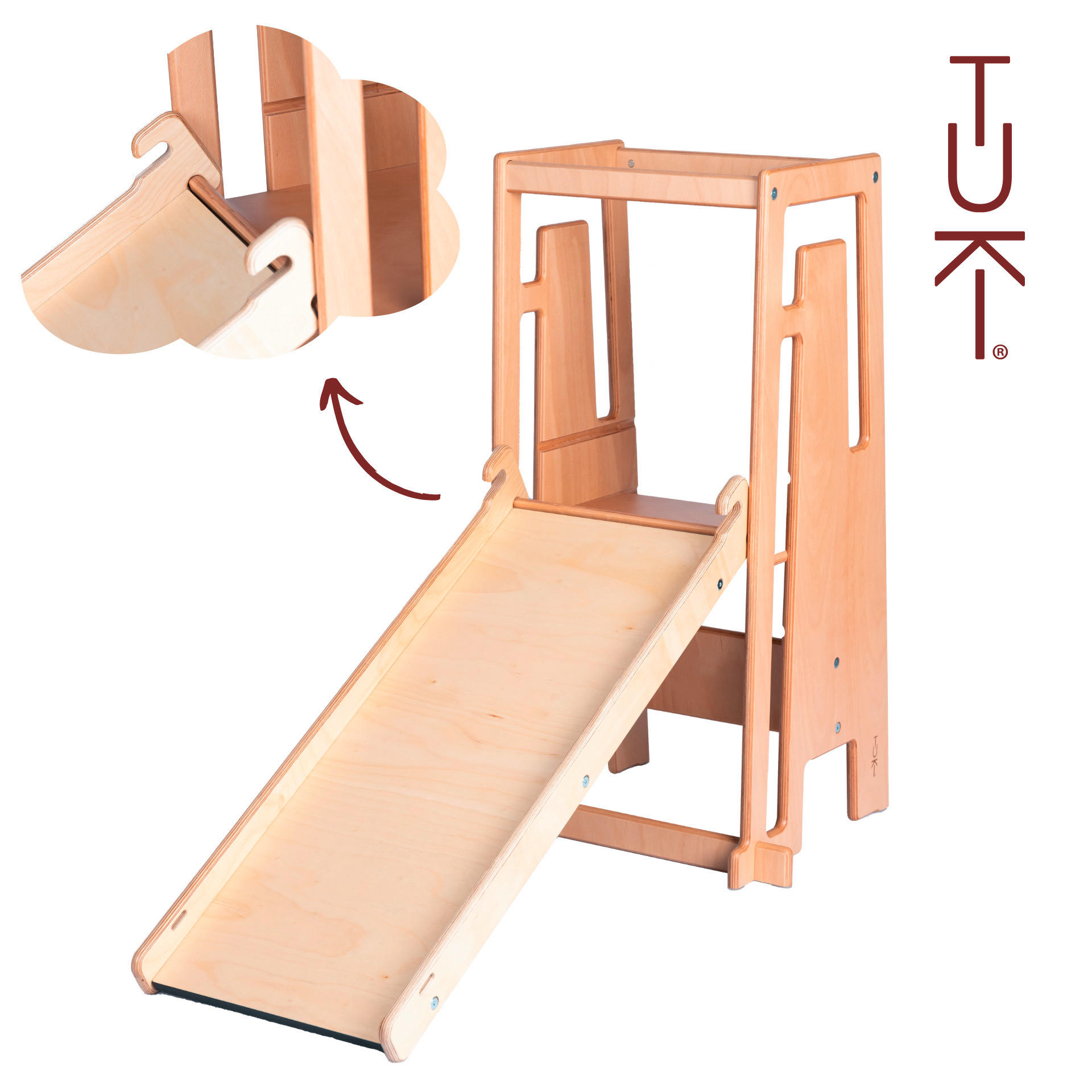 RUTSCHE MIT MALTAFEL Tuki  - Buchefarben, Basics, Holz (90.5/10/36.6cm)