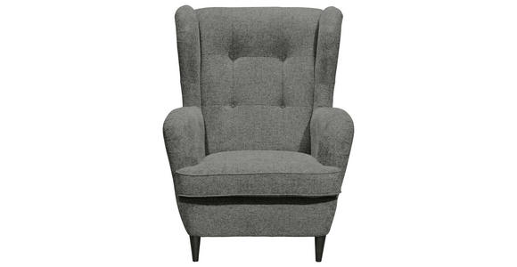 OHRENSESSEL Mikrovelours Grau - Schwarz/Grau, Basics, Holz/Textil (78/102/98cm) - Carryhome