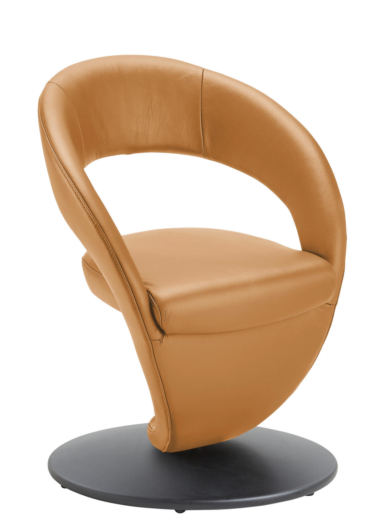 STUHL  Lederauswahl, Stoffauswahl, Typenauswahl, Sitzfläche 360° drehbar  Echtleder  - Schwarz/Braun, Design, Leder/Metall (62/86/61cm) - Moderano