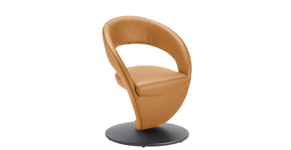 STUHL  Lederauswahl, Stoffauswahl, Typenauswahl, Sitzfläche 360° drehbar  Echtleder  - Schwarz/Braun, Design, Leder/Metall (62/86/61cm) - Moderano