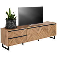 TV-ELEMENT - Eichefarben/Schwarz, KONVENTIONELL, Holzwerkstoff/Metall (186,4/53,8/42cm) - Hom`in