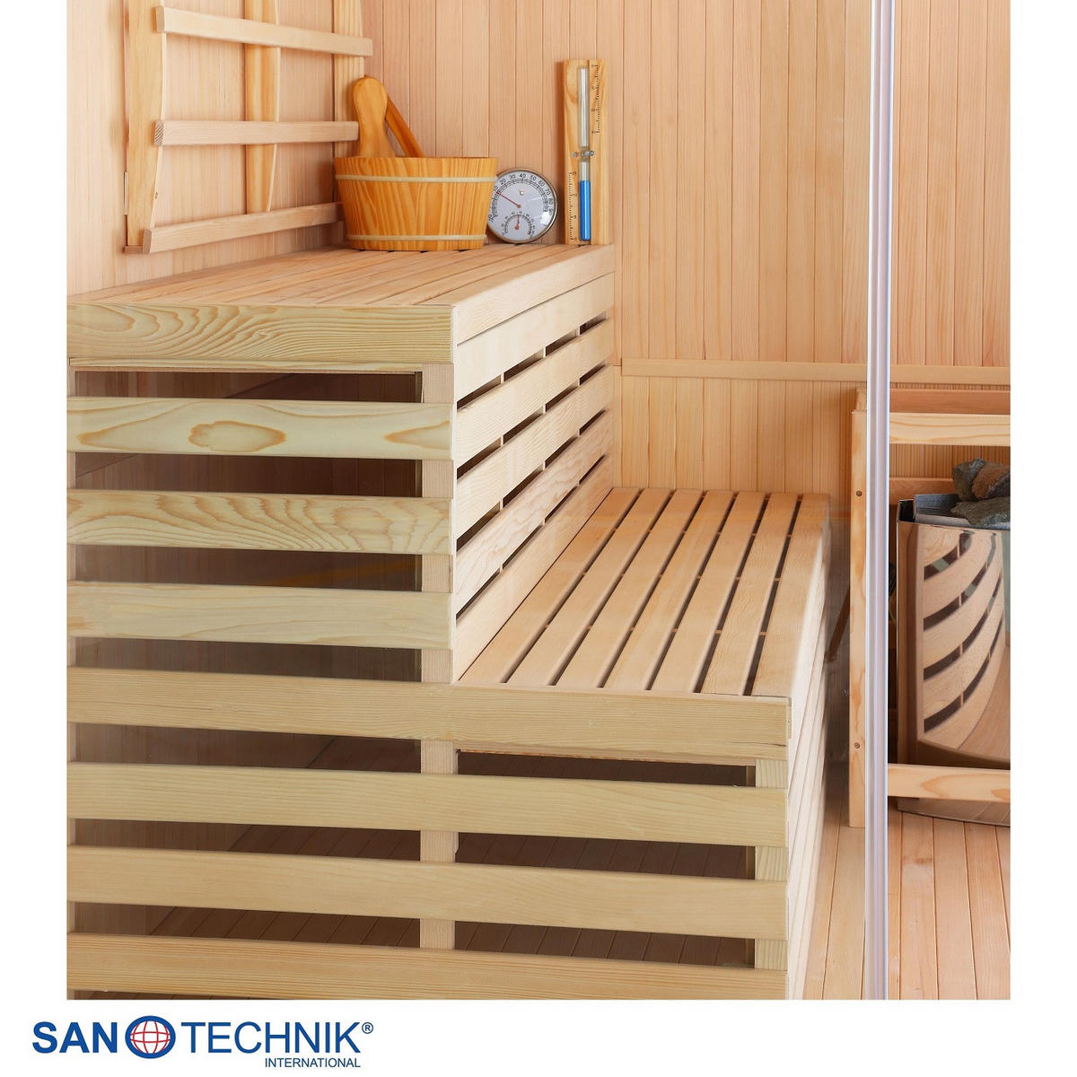 SAUNA für 3 Personen  - Basics, Holz (150/200/150cm)