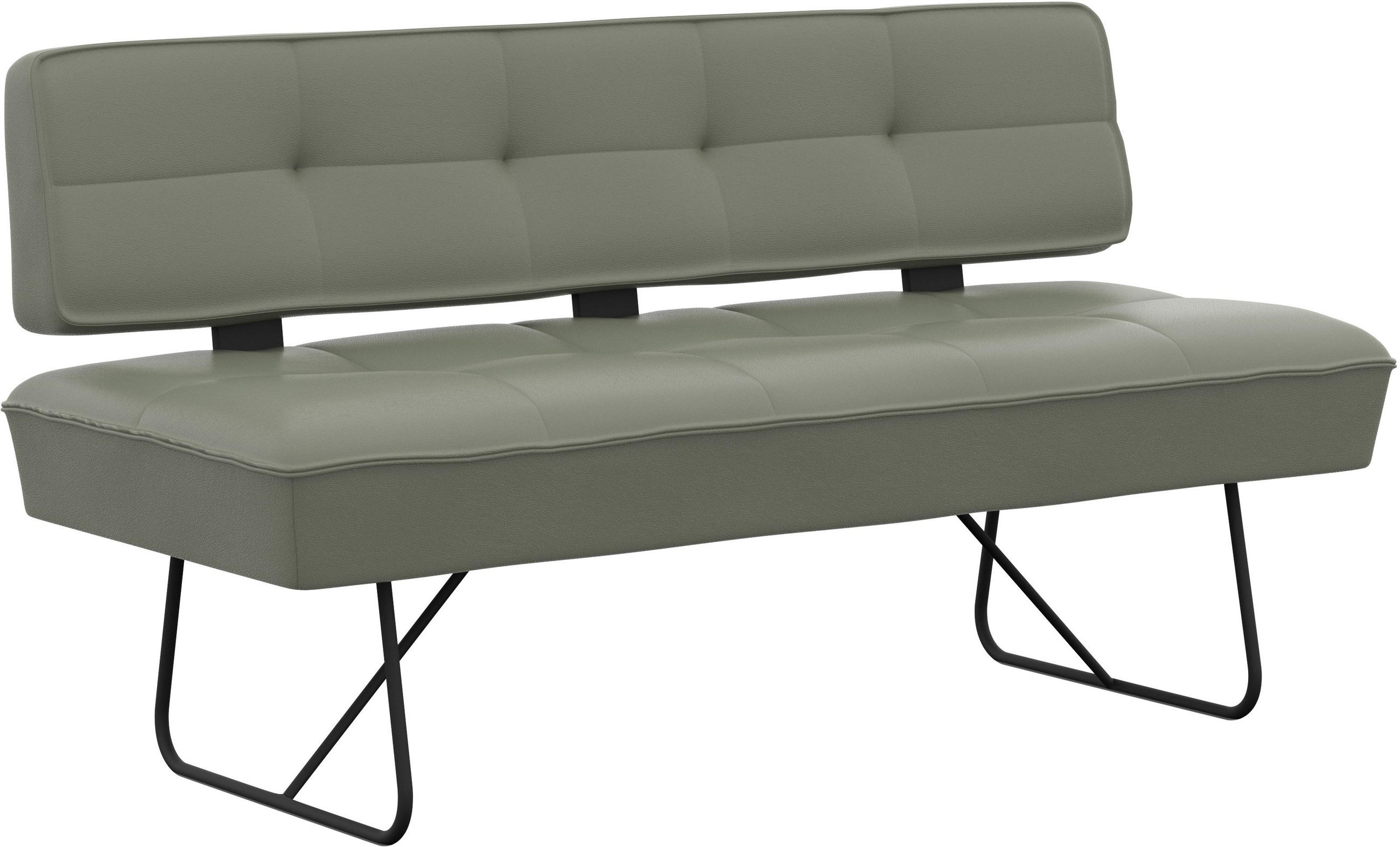 SITZBANK 165/88/66 cm Echtleder Graugrün  - Schwarz/Graugrün, Design, Leder/Metall (165/88/66cm) - Moderano