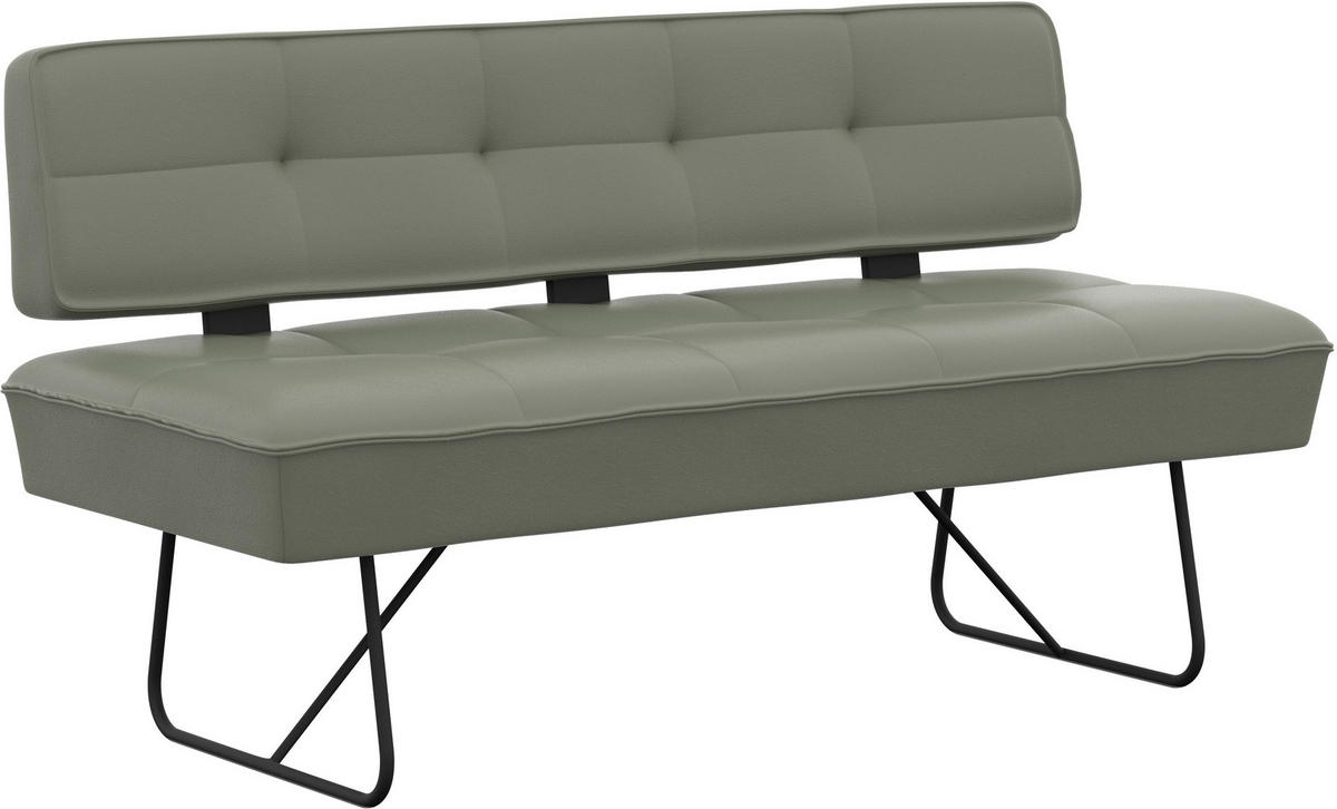 SITZBANK 165/88/66 cm Echtleder Graugrün  - Schwarz/Graugrün, Design, Leder/Metall (165/88/66cm) - Moderano