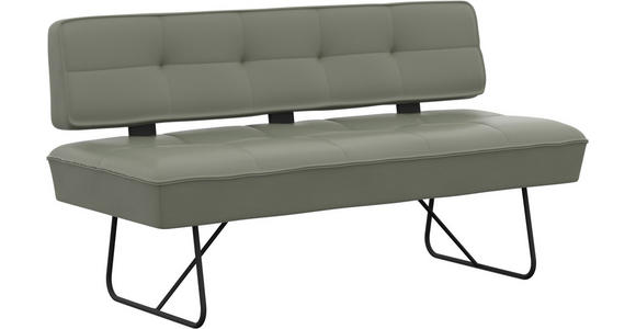 SITZBANK in Metall, Leder Graugrün  - Schwarz/Graugrün, Design, Leder/Metall (165/88/66cm) - Moderano