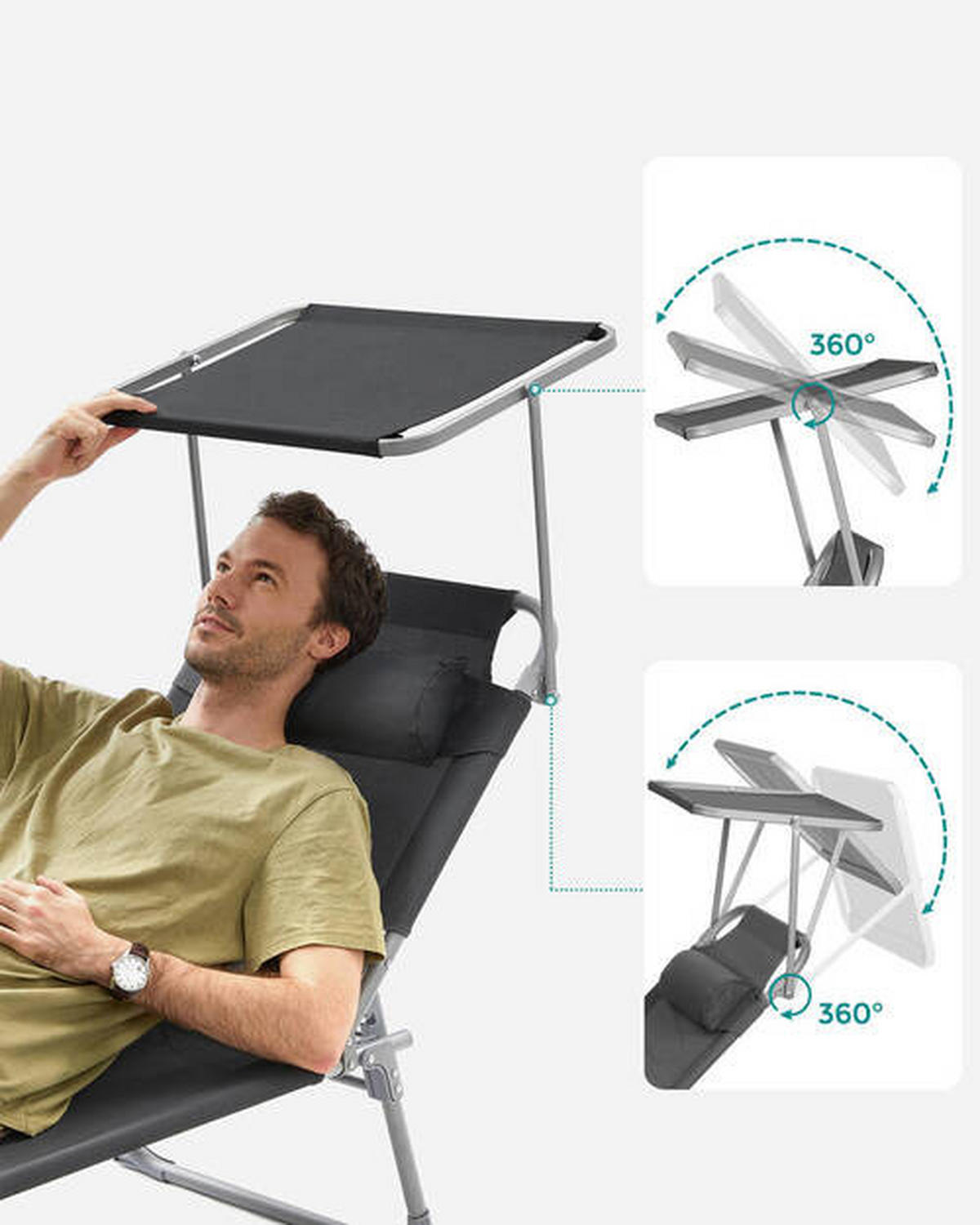 SONNENLIEGE 53/29,5/193 cm  - Grau, Basics, Textil/Metall (53/29,5/193cm) - Modante